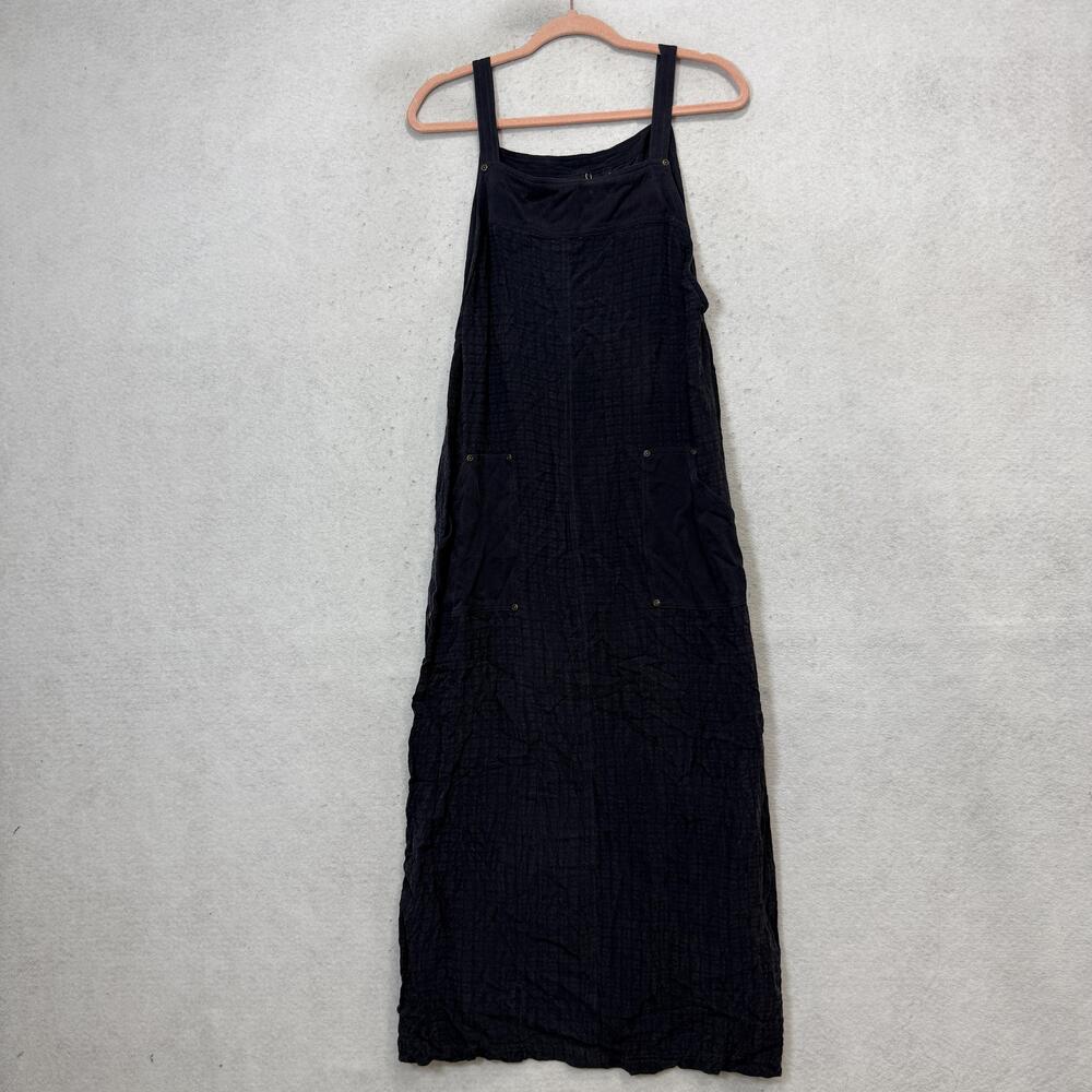 Carole Little Overall Dress Womens 16 Blue Rayon Maxi Pockets Strappy Boho